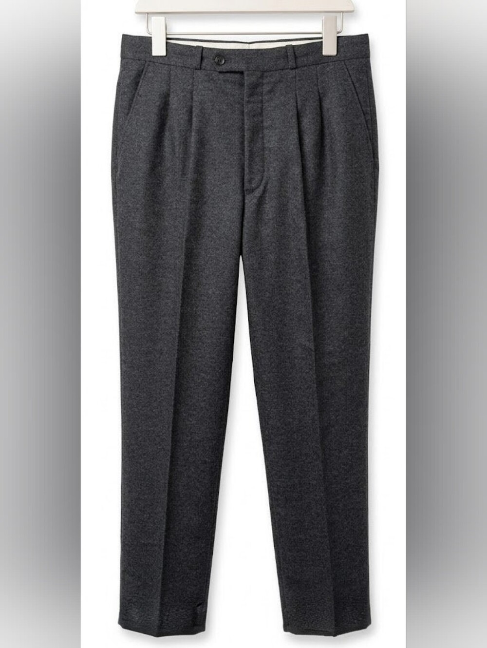 Yves Saint Laurent Men's Dark Charcoal Gray Pleated Dress Pants